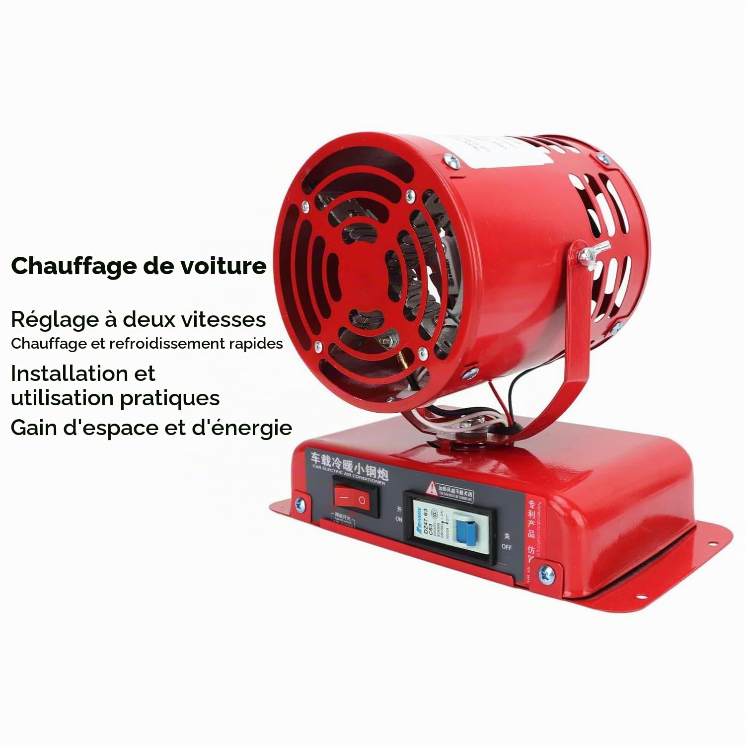 12V 600W Chauffage de voiture portable, désembuage de chauffage rapide, chauffage et de refroidissement 2 en 1, Dégivreurs pour pare-brise auto 20-30A