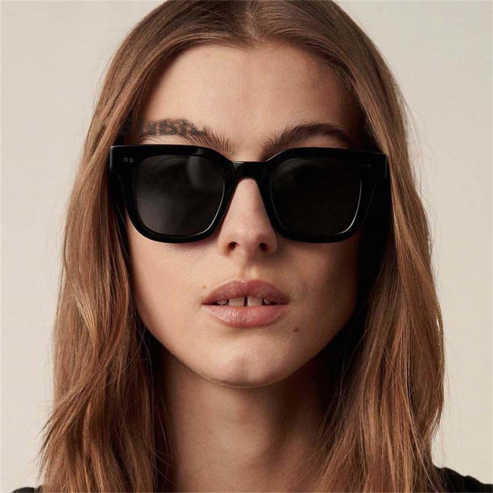 Occhiali da sole grandi in acetato nero per uomo Occhiali da sole con montatura quadrata polarizzata da donna Paralumi piatti con protezione UV400