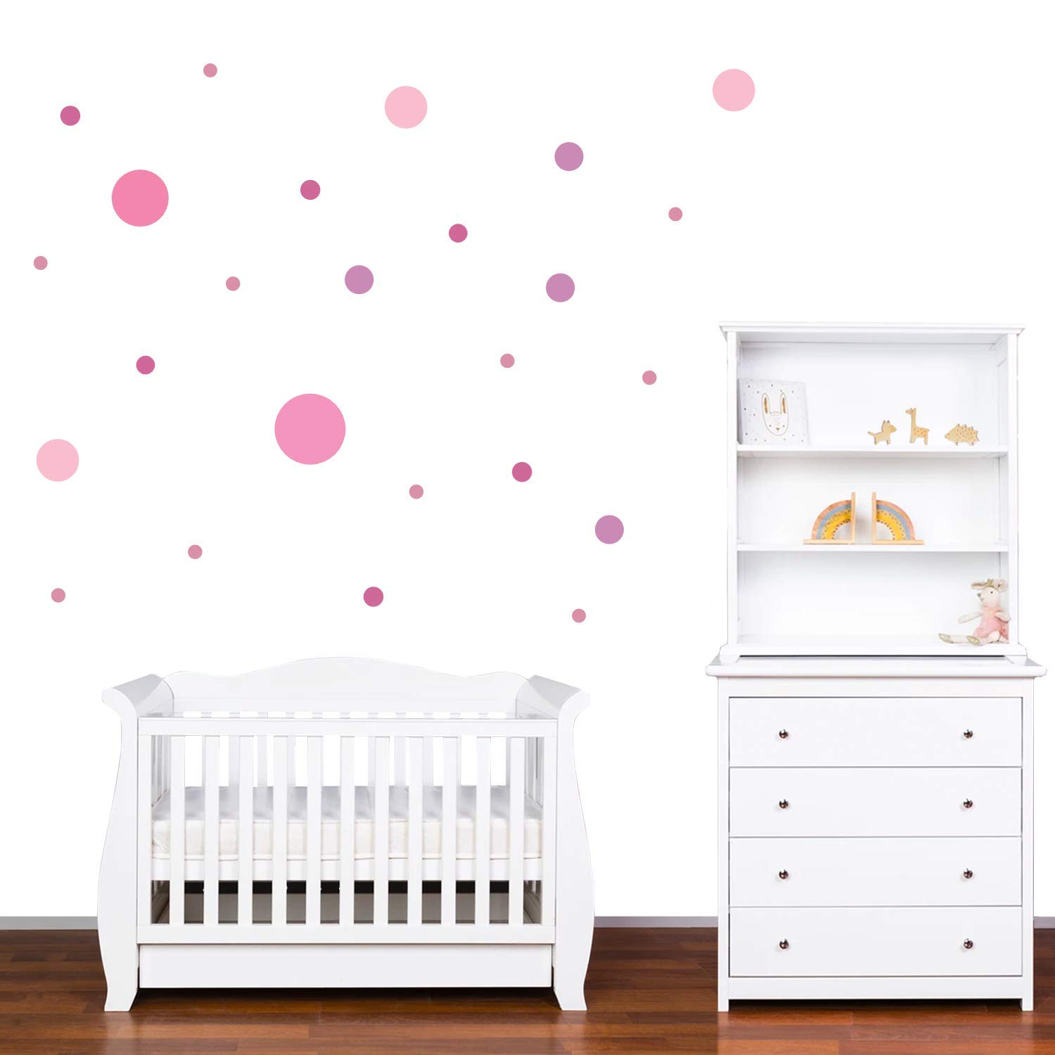 PREMYO Set of 30 Dot Wall Stickers Kids - Nursery Decor Easy to Apply - Decals for Bedrooms for Girls Boys Patell Pink - Image 3