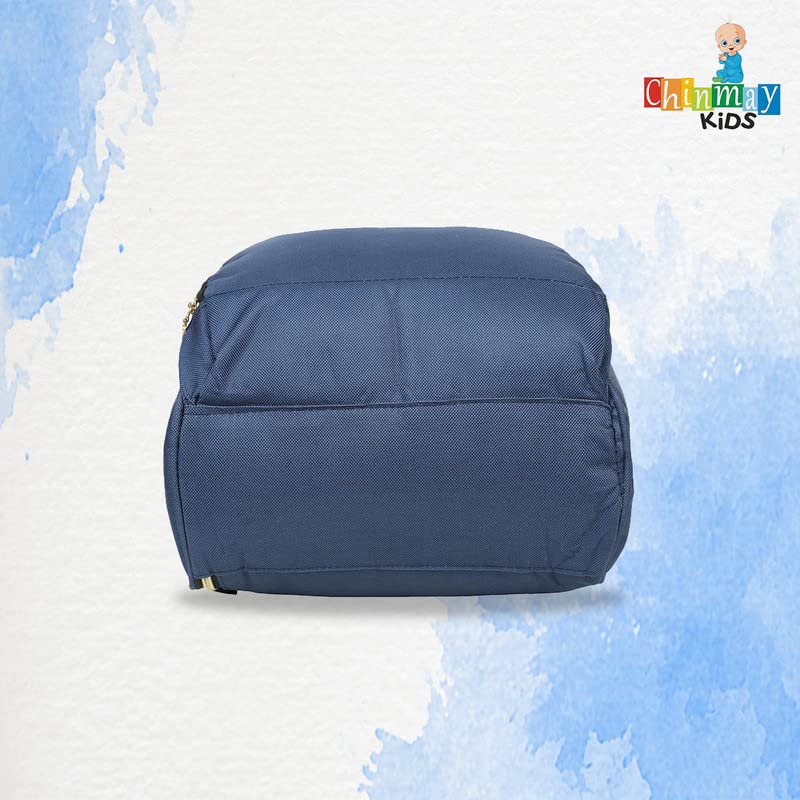 Image of Chinmay Kids Baby Diaper Backpack for New Born Baby Mother /Mom Stylish Polyester Organizer Bag for Casual Travel Outing & Traveling (White Blue, 16 X 9.5 X 7.5 in)