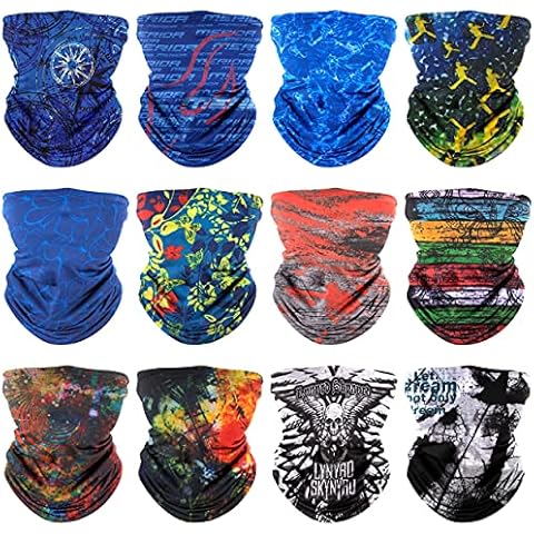 Magic Seamless Scarf, 12pcs Multifunctional Sports Headwear UV Resistance Headwrap, Elastic Tube Half Face Mask Neck Gaiter for Running, Cycling, Hiking, Fishing, Yoga Cover