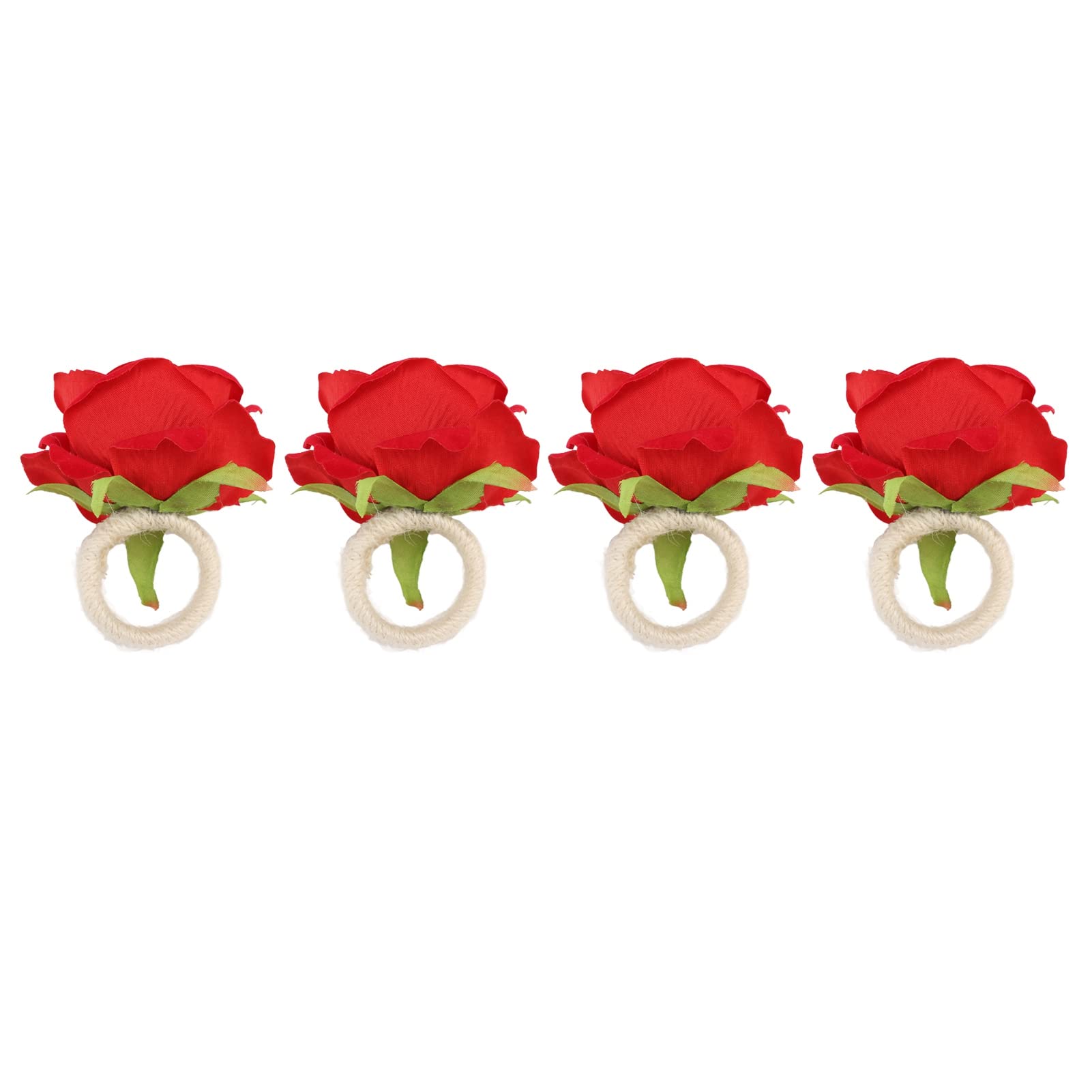 SIXRUN Portatovagliolo con Rosa Portatovagliolo con Fiore in Plastica 4 Pezzi Design a Vite 30 Mm di Diametro Interno Accessori per la Tavola Riutilizzabili per Matrimoni Natale Capodanno (rosso)