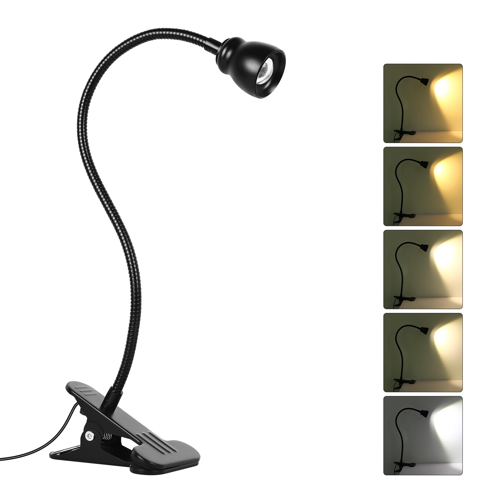 Qeeltek Amber Eye-Caring Book Light for Bed – Adjustable Clip Lamp with Zoomable Lens, Strong Clamp, and Flexible Neck, Ideal for Reading, Studying, and Knitting
