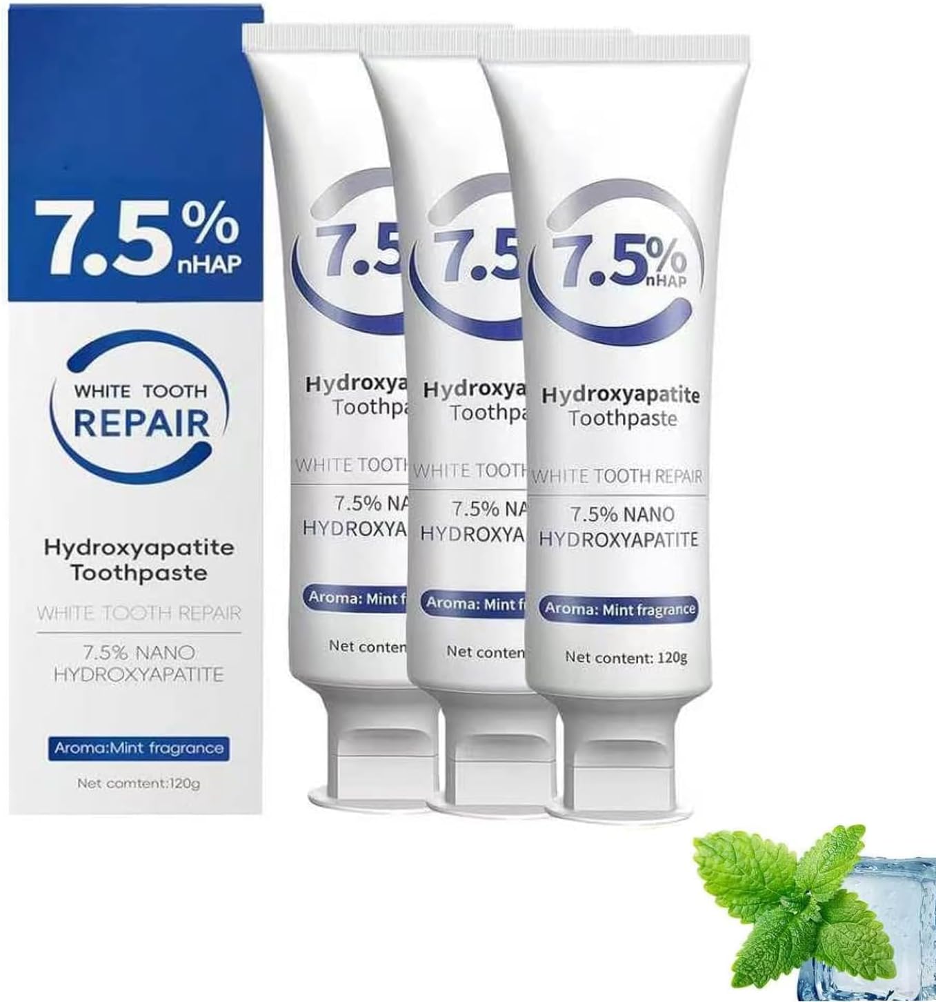 7.5% Nano Hydroxyapatite Toothpaste, Fluoride Free Enamel Repair