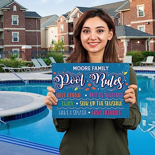 Cartel personalizado para piscina, reglas, aluminio 10x14 miniatura 3