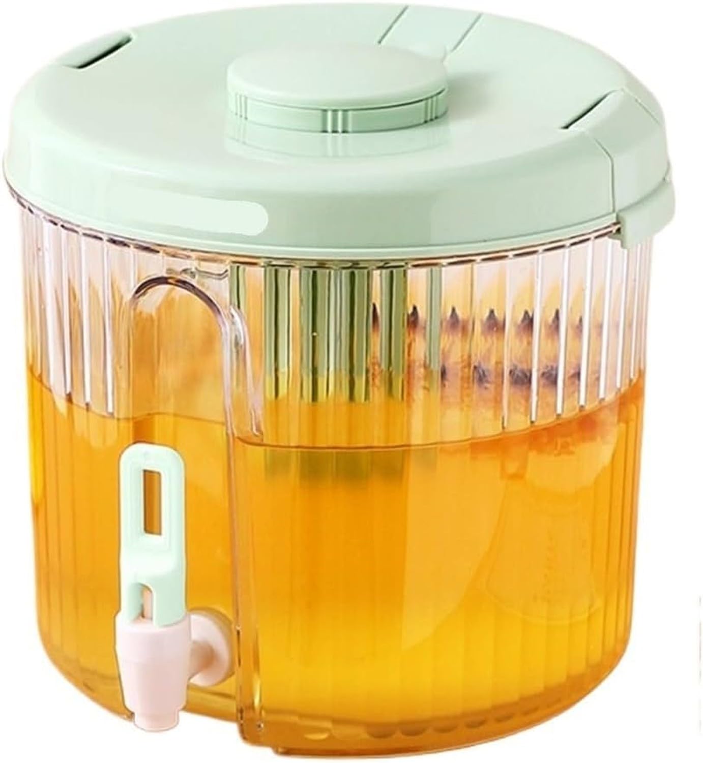 WOMGKDA 4L Juice Server Dispenser for Parties, Stainless Steel Drink Container with Faucet Household Beverage Water Tank, GREEN, 20.5x19cm