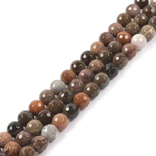 Cuentas de madera petrificada natural fósil de 0.315 pulgadas (0.315 in), cuentas redondas sueltas para manualidades, collares, pulseras y