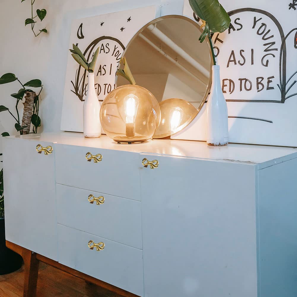 NNNJunhua Solid Bow Cabinet Knobs Gold Drawer Pulls Decorative Handle  Kitchen Cabinet Knobs Dresser Drawer Hardware 4 Pieces - Amazon.com