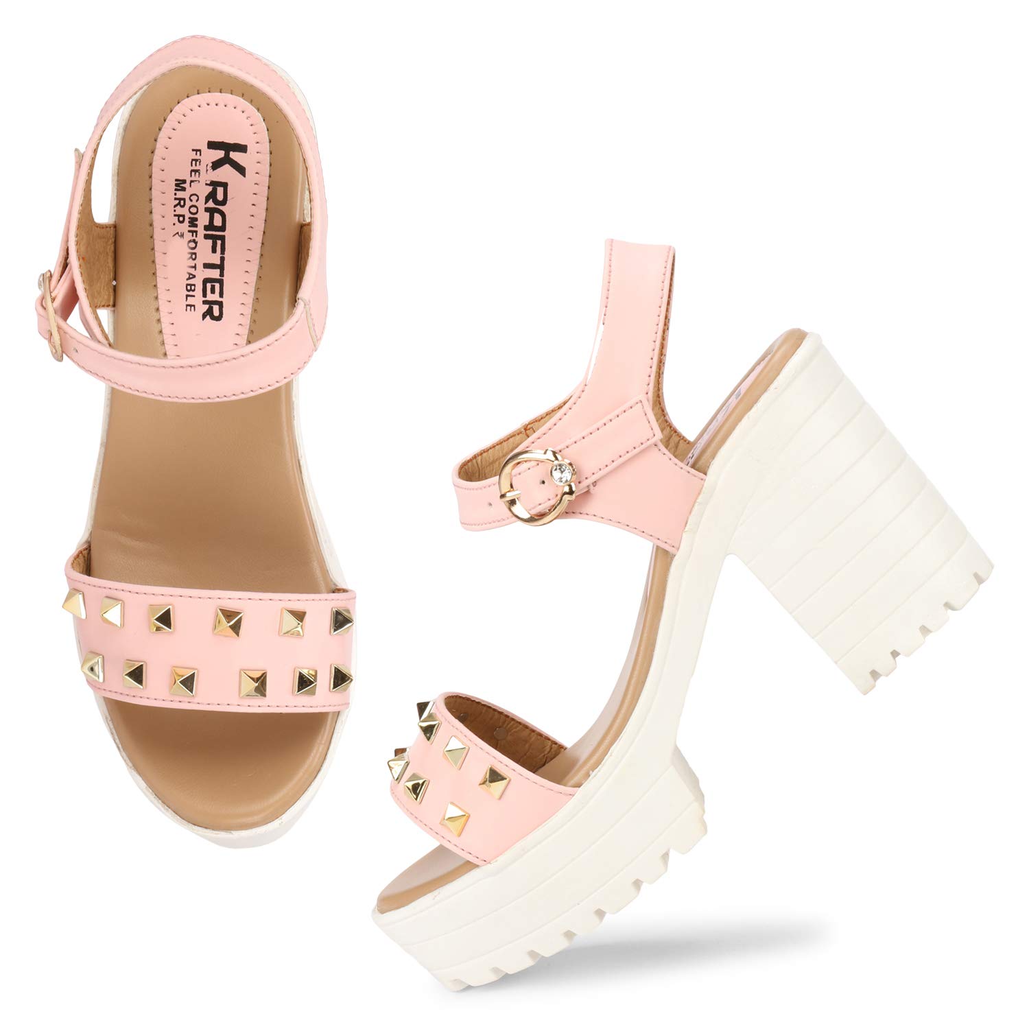 KRAFTER Comfortable Fashion Synthetic Heels Sandal for Women and Girls Baby Pink-uk-4 (B085WX4FC1) Amazon Price History, Amazon Price Tracker