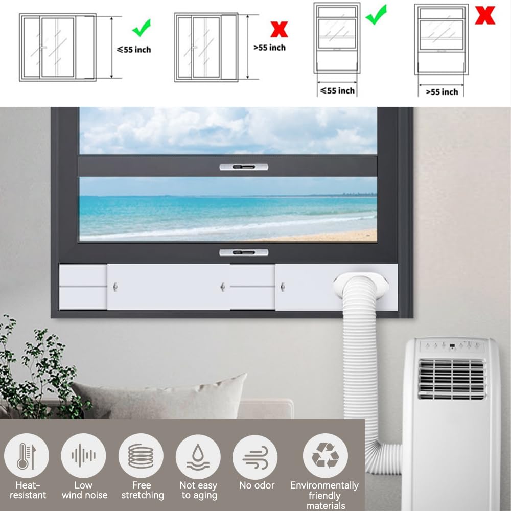 4 Piezas Kit de Ventilación de Ventana, Kit de Ventana Aire Acondicionado Portátil para diámetro 13/15cm, Aire Acondicionado Ventanas kit, Kit de Placa de Ventana de Aire Acondicionado Móvil