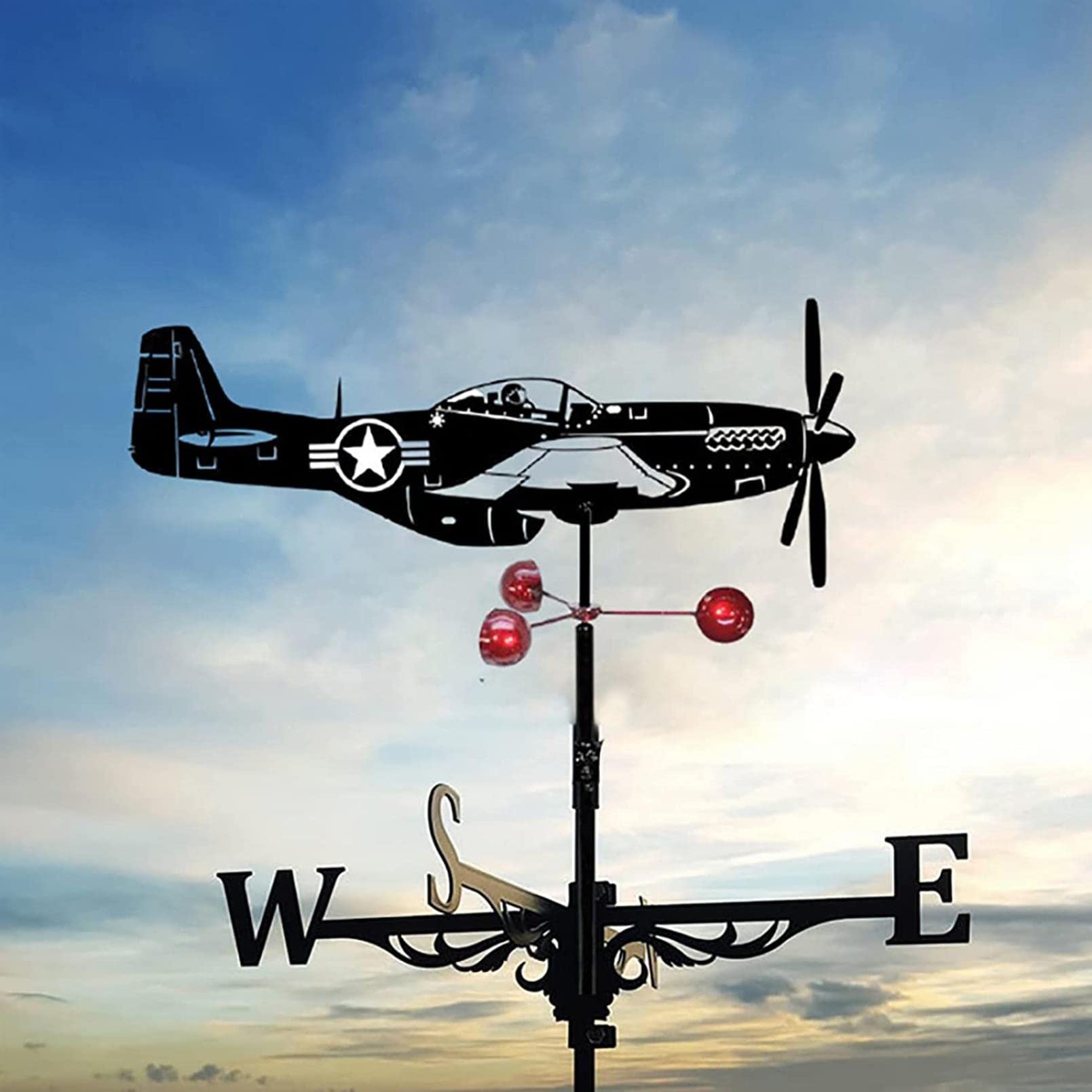 WIQUYBML Weathervane, Garden Weathervane Wind Direction Indicator Outdoor Yard, Vane Weathercock Easy to Assemble