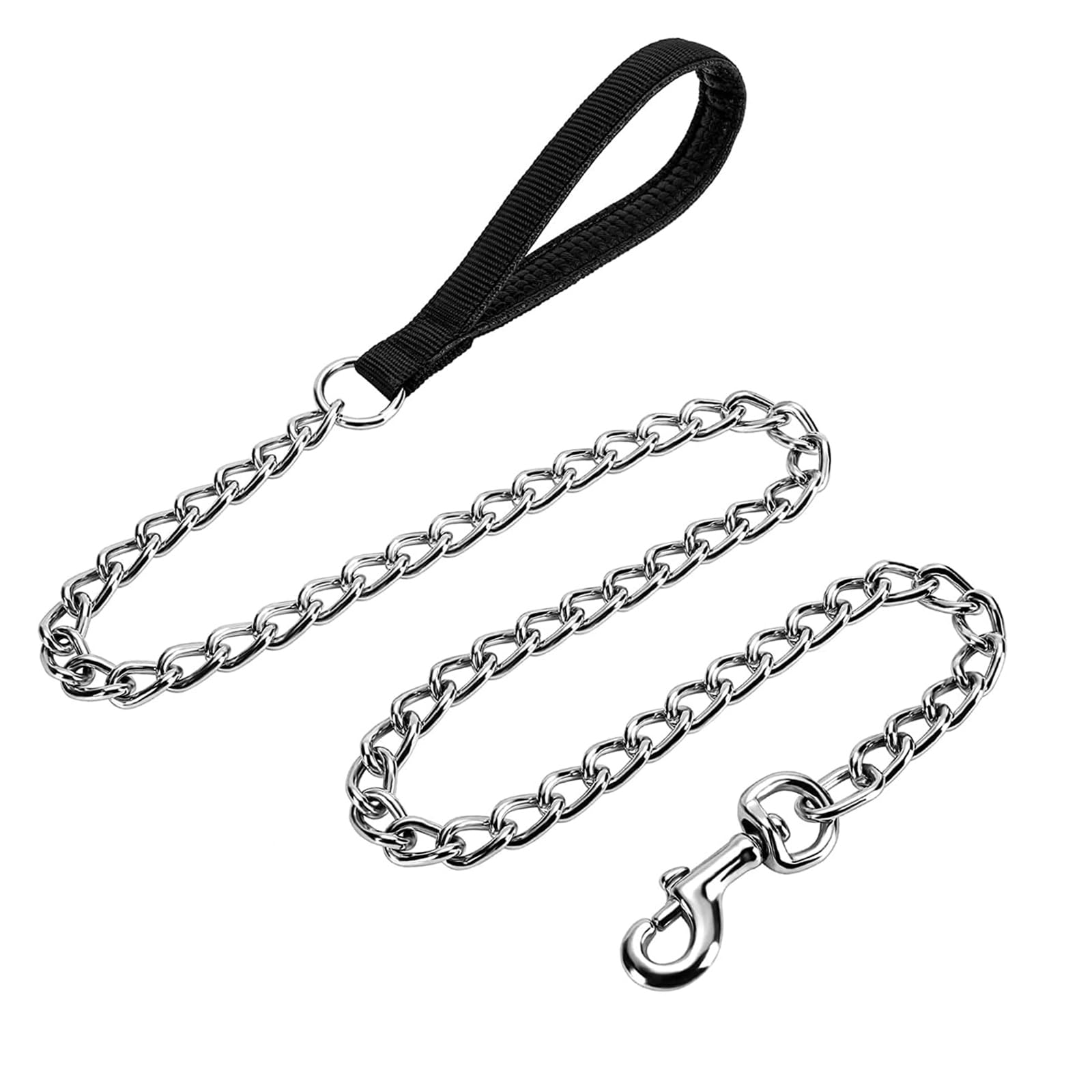 Chain Dog Lead, Dog Chain, Dog Chain Leads, Chain Lead Metal Dog Leash with  Heavy Duty Anti-Bite Dog Lead Pet Leash with Nylon Soft Padded Handle