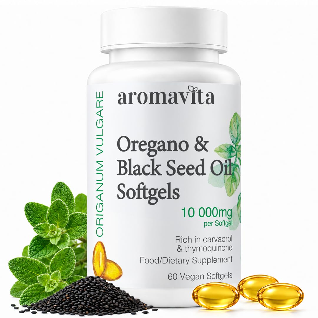 Organic Oregano Oil & Black Seed Oil | Greek Origin | 60 Vegan Softgels
