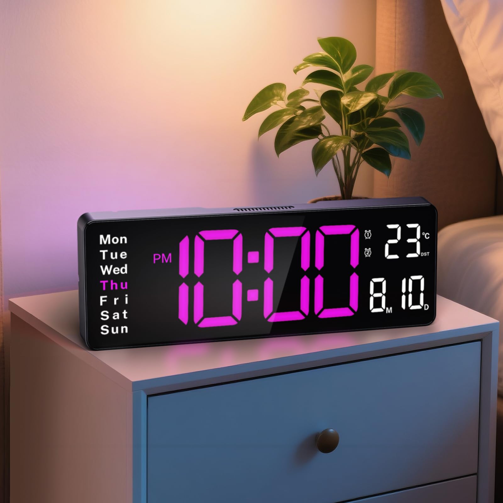 Digital Clock Large Display, 16" Large Digital Wall Clock for Classroom, Led Big Wall Clocks with Remote Control,Date,Week,Alarm,Temp,Night Light for Bedroom,Living Room,Gym,Office