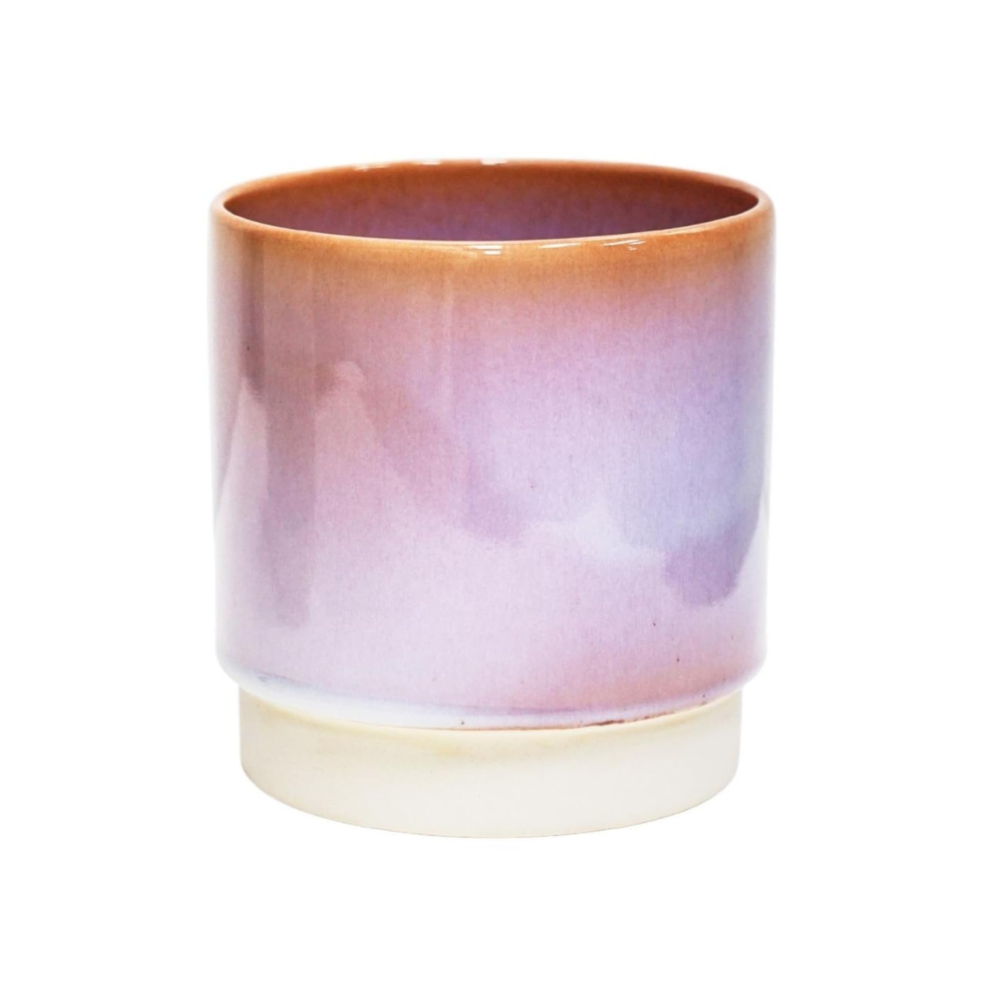 Copenhagen Two Tone Planter in Pink - Waterproof & Stylish - Contemporary Indoor Earthenware Flower Pot with Glazed Finish - H19.5cm x D18.5cm