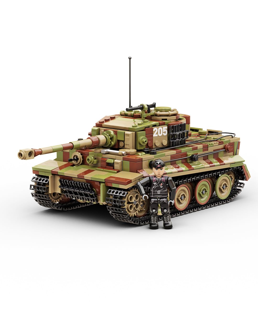 Buildarmy WW2 tedesco Tiger 1 E versione tardiva in mimetico, set di mattoncini per costruzione di modelli, 1157 pezzi