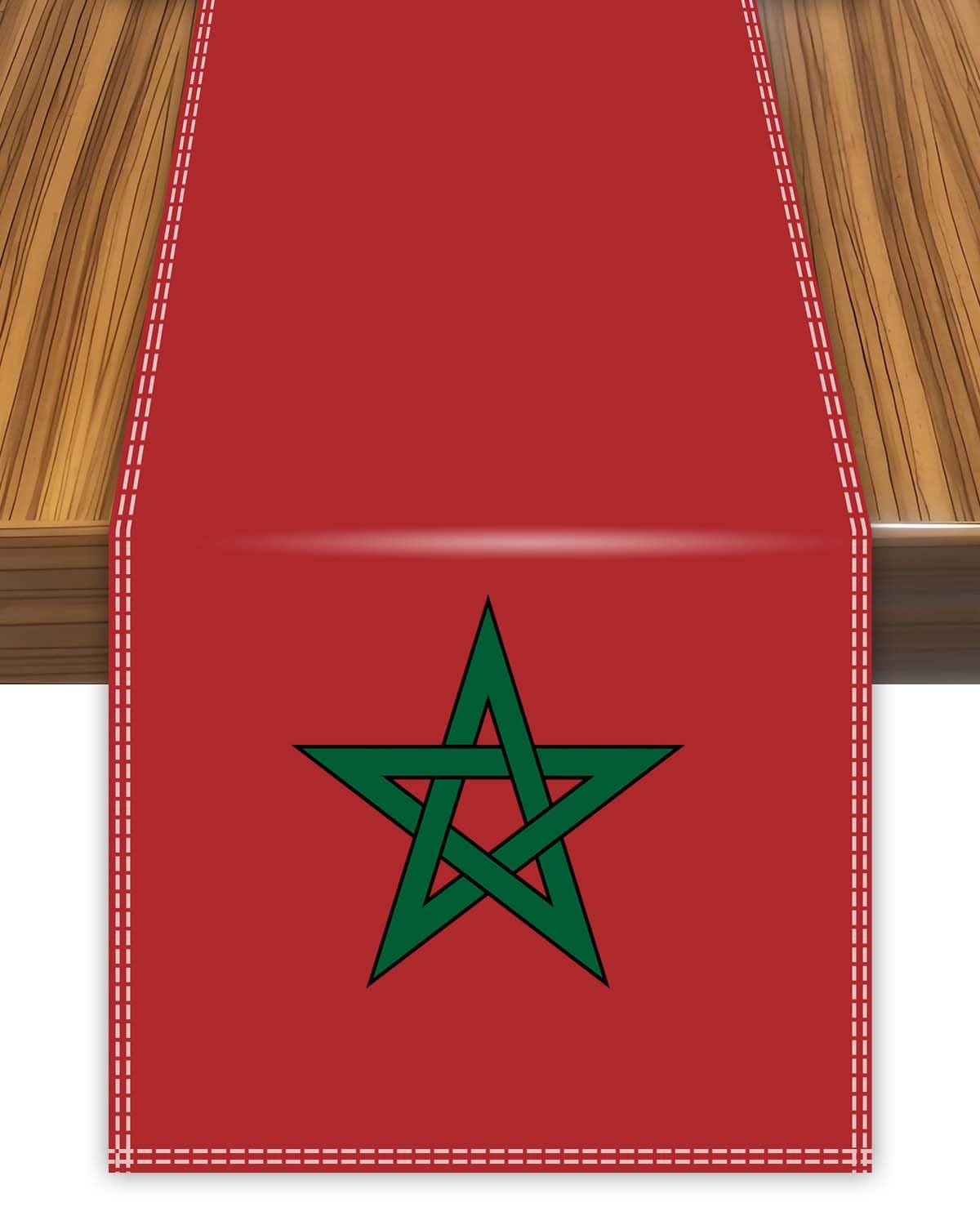 Morocco Table Runner,Moroccan Moroccans Flag Tablecolth for Dining Home Decor