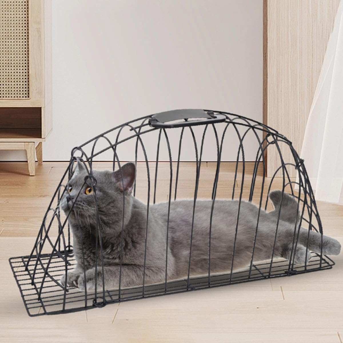 Mipcase Kratzfester Haustierbadekäfig aus Edelstahl Verschleißfest und Robust Praktischer Duschkäfig für Katzen und Haustiere zur Sicheren Pflege