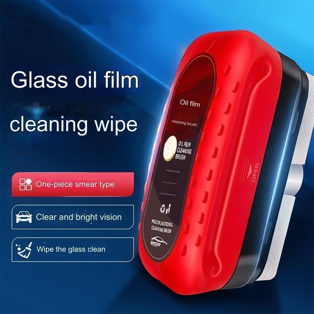 Baeleega 2 in 1 Car Glass Oil Film Cleaner, Glass Cleaning Board, Automotive Oil Film Cleaning Brush Wipe On Glass Windshield Cleaning Tool Improves Clarity and Visibility (2Pcs, Brush+Liquid+mop)