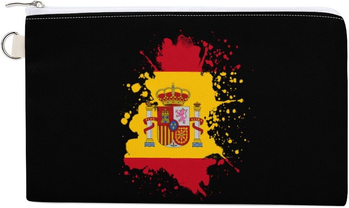 Spanish Flag Spain Splash Coin Purse Pouch Wallet Change Holder Zippered Makeup Bag For Men And Women