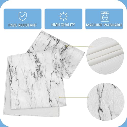 Miniatura 5 de Camino de mesa con textura de mármol blanco, mantel de lino rústico para cocina de granja, cena, eventos, fiesta, decoración de mesa de vacaciones,