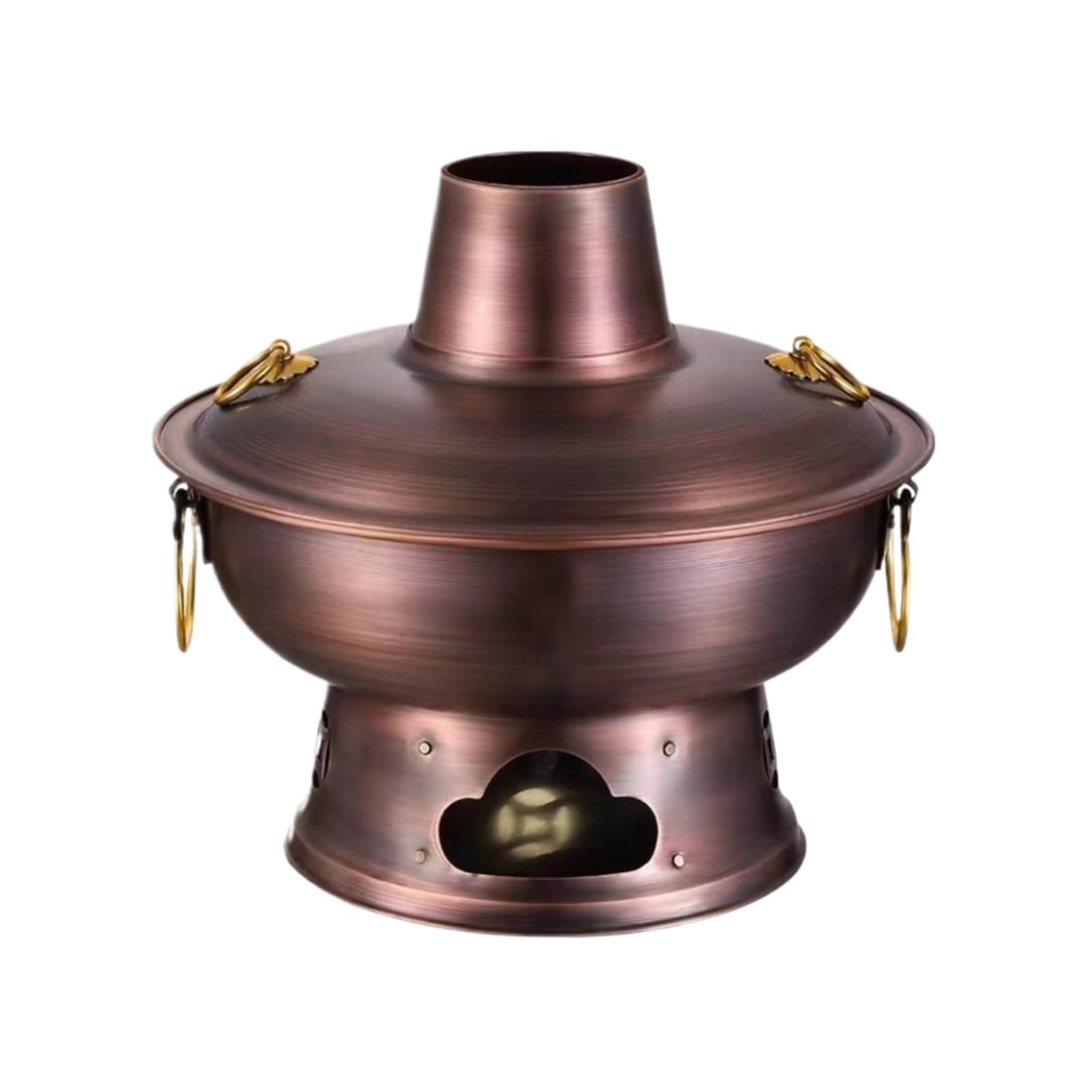 INUUXLG Hot Pot Hotpot Chinese Traditional Old Hot Pot Copper Hot Pot Hot Pot for Family Chinese Hot Pot(34cm) (Copper 34cm) (Copper 36cm)