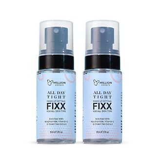 Million Colors Makeup Fixer Spray For Men and Women Oily Skin 60ml | Long Lasting Sweatproof Waterproof with Matte Finish | Dewy Natural Mini Setting Primer For Glowing Face (Pack of 2)