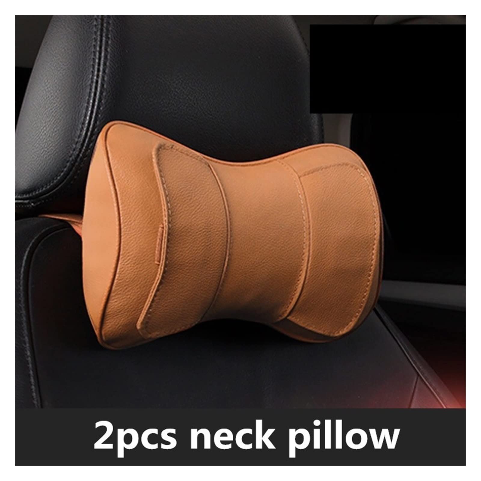 Cuscino per poggiatesta per seggiolino Auto Compatibile con Cuscino per Testa di Supporto per Collo Automatico Nero Accessori in Cotone PP Interni per Uomo (Color : 2pcs Beige)