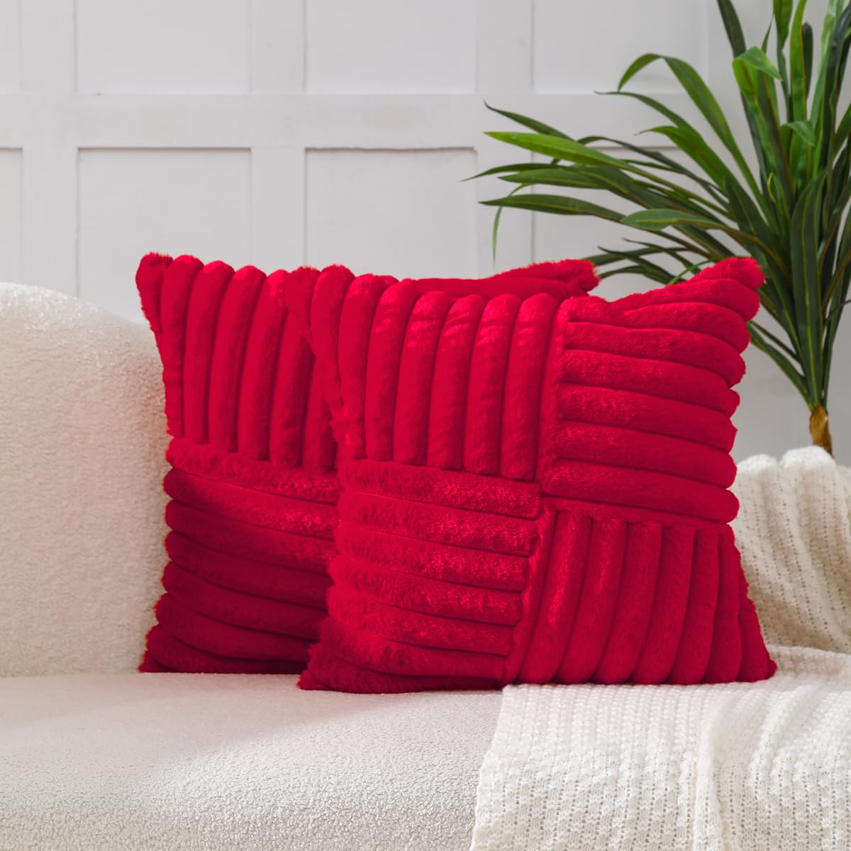 All Smiles Red Christmas Decorative Throw Pillow Covers 20x20 Set of 2 — image 1