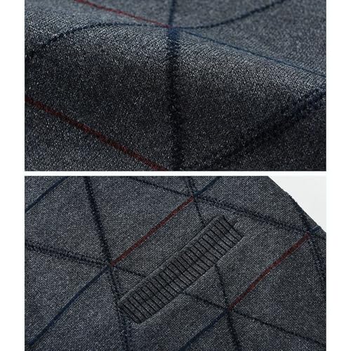 Mens Crew Neck Cardigan Sweater Simple Casual Button Up Padded Tops Coat Plus Fleece Plaid Sweaters with Pockets3