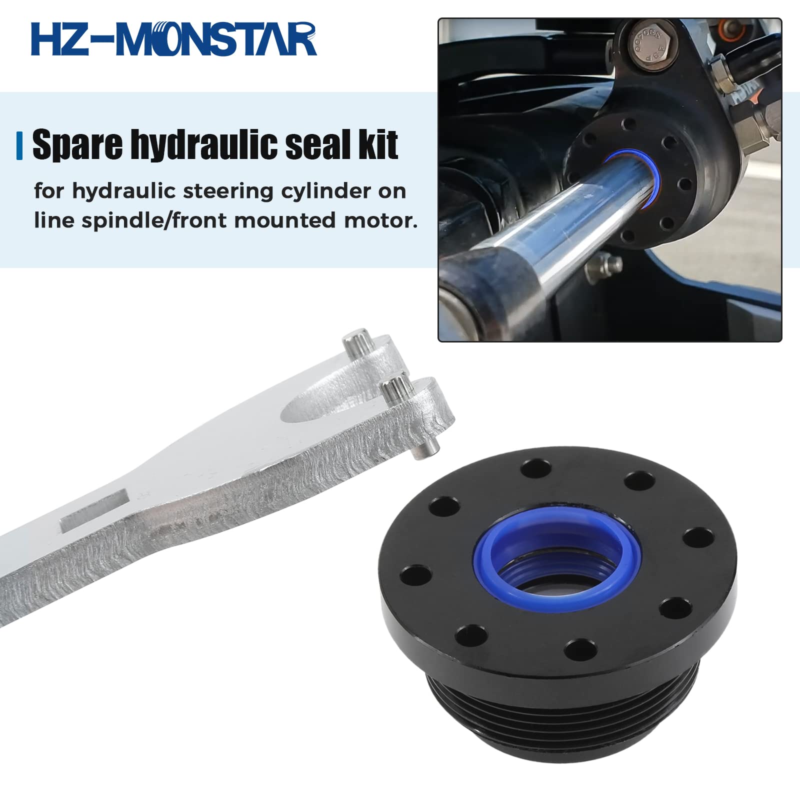 HC5345 HS5157 Kit de joint de cylindre de direction hydraulique à montage avant avec clé à broche et joints toriques, kit de joint compatible avec HC5340 HC5341 HC5342 HC5343 HC5344 HC5346