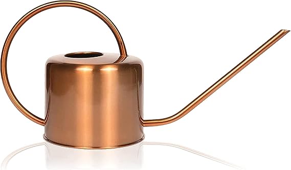 Homarden Copper Colored 40oz. Watering Can - Metal Watering Can with Easy Pour Long Spout for Indoor and Outdoor Plants - Ideal Decoration