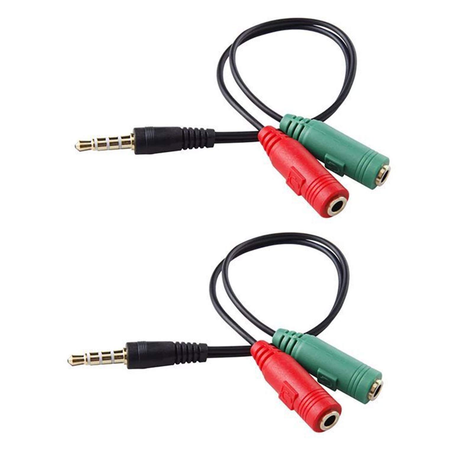 3.5mm Headset Adapter Splitter Y Audio Cable with Separate Headphone and Microphone Plugs for IPhone,IPod,IPad,Samsung Smartphones Computers (2-Pack)