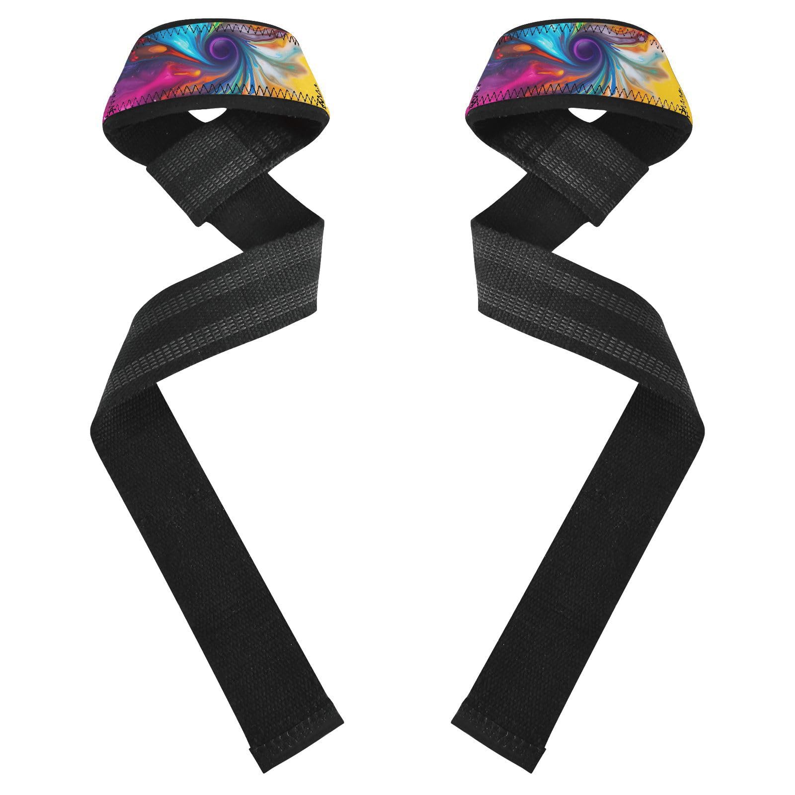 Nander Colorful Tie Dyeing Wrist Straps for Weightlifting,Lifting Straps with Neoprene Cushioned Wrist Padded and Anti-Skid Silicone for Strength Training,Bodybuilding,Deadlifting