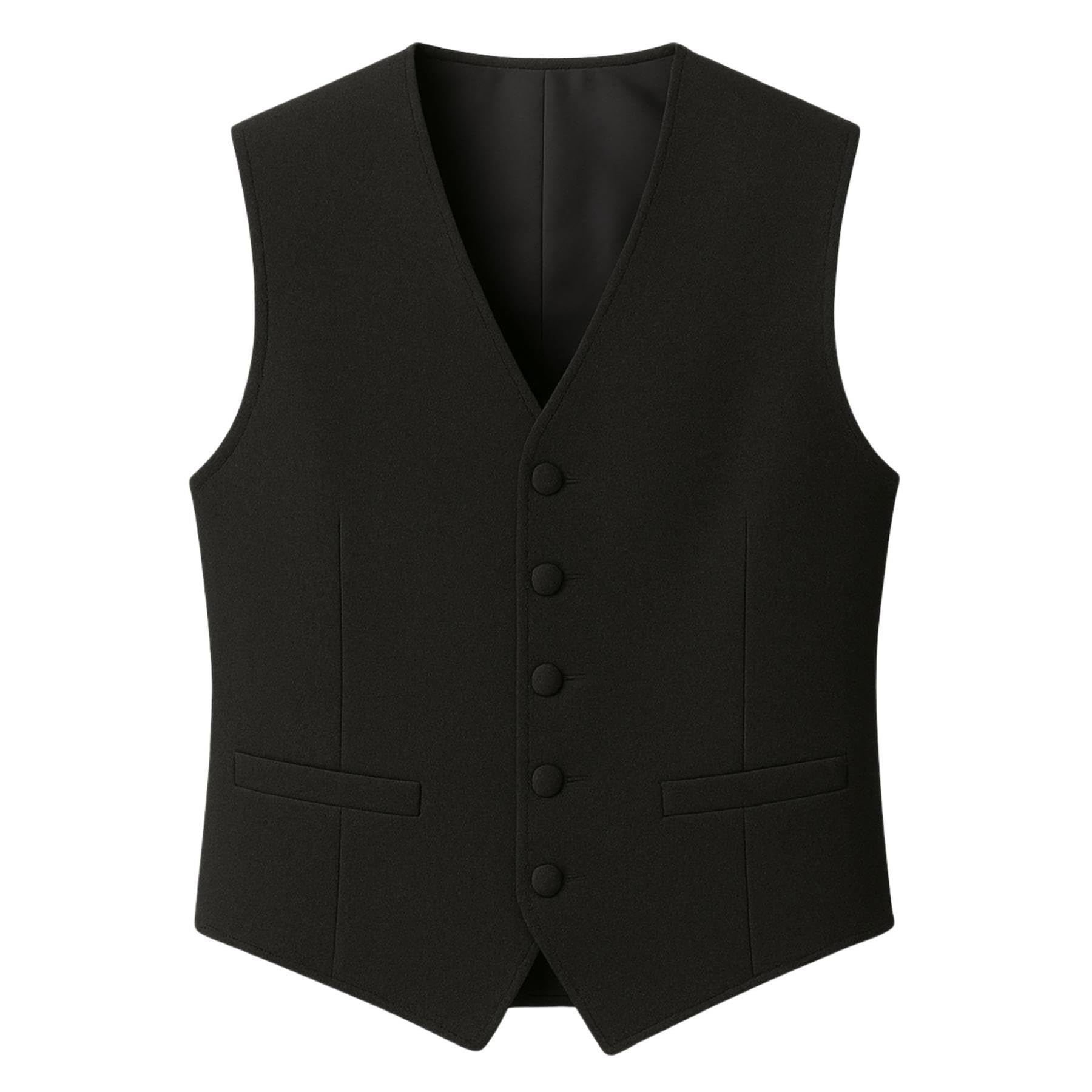 Truclothing Men's Black Waistcoat Wedding Business Party Plain Formal Suit Vest - M