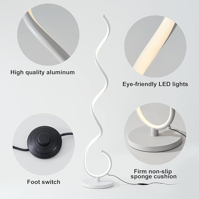 LMiSQ LMiSQ spiraalvormige vloerlamp 150cm 48w moderne staande Lamp 3-kleurentemperatuur Dimbare Timing hoeklamp met Voetknop schakelaar Leeslamp voor Woonkamer Indoor afstandsbediening lange Lamp photo 3