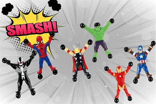 Miniatura 9 de Spiderman & Avengers Window Crawler Escaladores de pared Juguetes pegajosos (3 unidades, 6 héroes) Marvel Avengers Superheroes Fidget Toy Wall