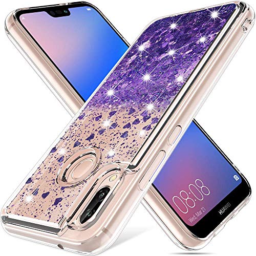 Cover Huawei P20 Lite/Nova 3E Custodia, Lyzwn 3D Glitter Liquido Sabbie Mobili Trasparente Morbido TPU Silicone Custodia per P20 Lite/Nova 3E Brillantini Sequin PC Posteriore Protettiva Case