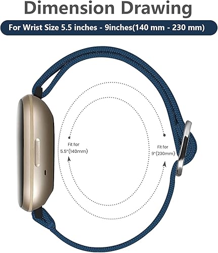 Miniatura 5 de Paquete de 4 correas elásticas de nailon, compatibles con Fitbit Versa 4Fitbit Versa 3Fitbit Sense 2Fitbit Sense, correa ajustable suave deportiva