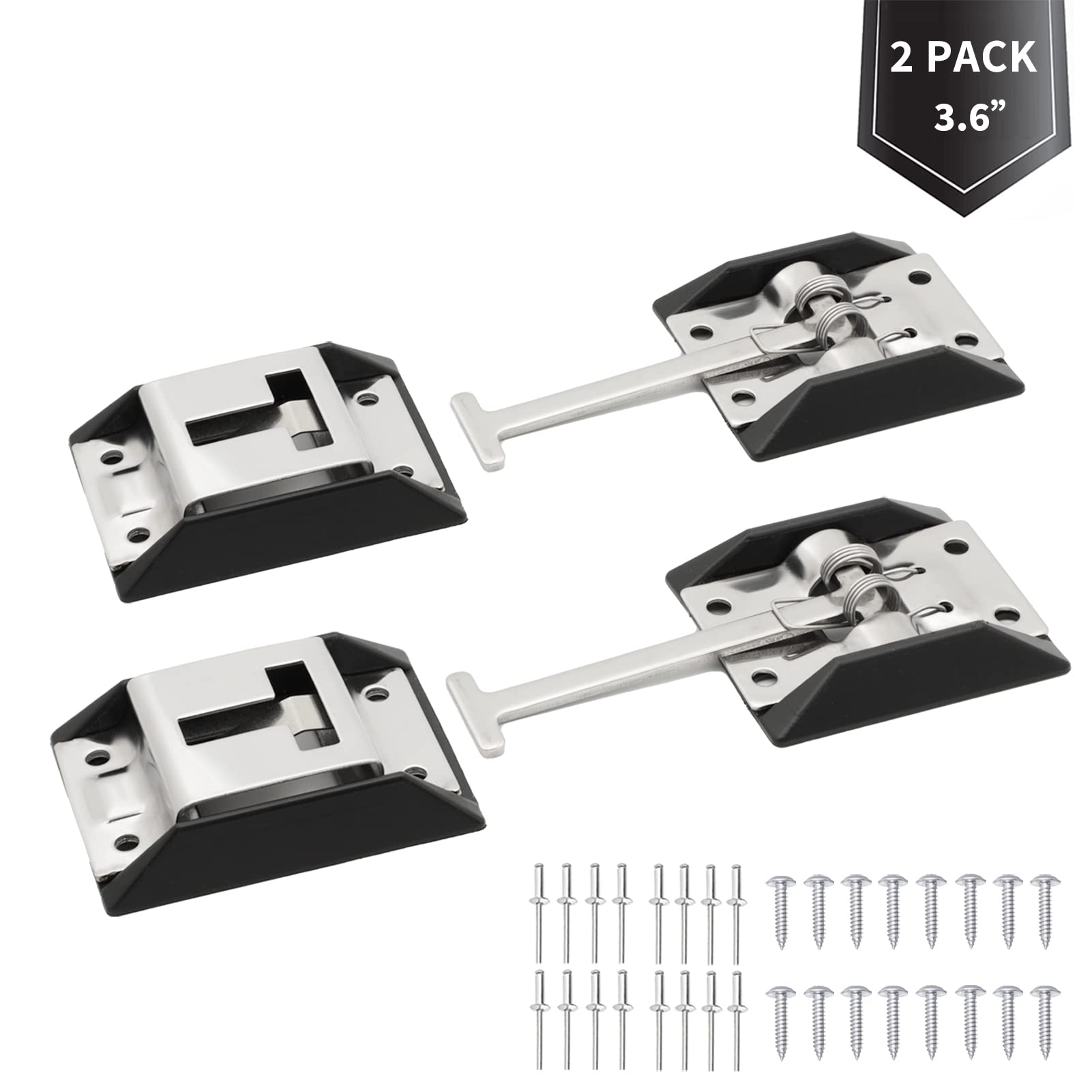 RV Door Holder 304 Stainless Steel Thicker T-Style Entry Door Catch Latch for Camper, Travel Trailer, Cargo (2 Pack, Screws Included)