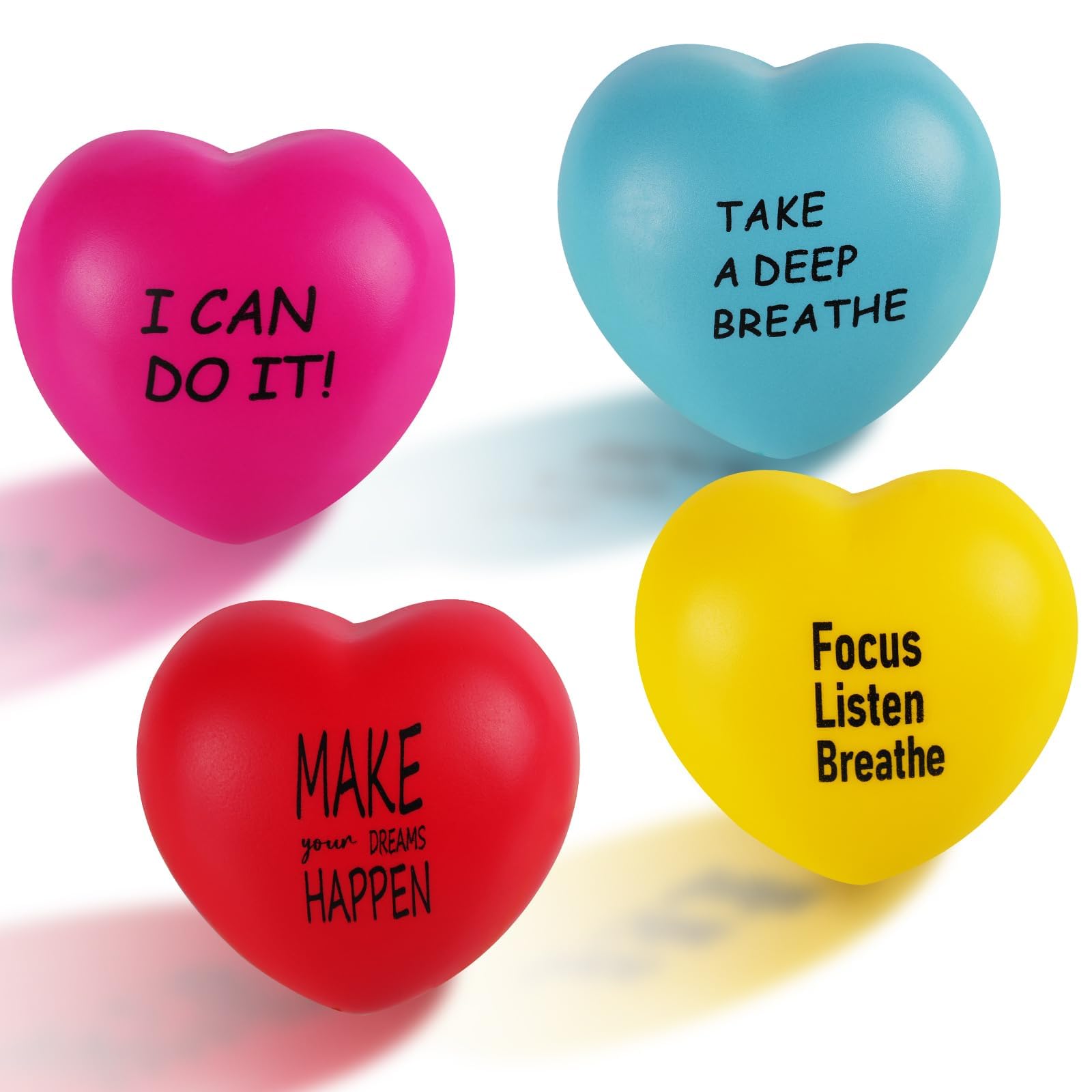Ainiv Heart Style Squeeze Stress Balls, 4pcs Stress Relief Ball