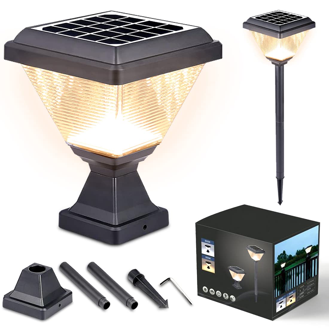 Buy Always On Solar Post Light Outdoor Dusk to Dawn, Lamp Post Light