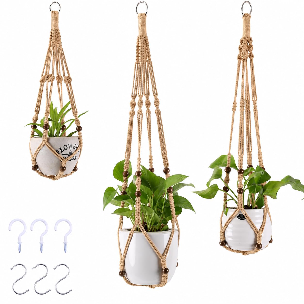 Suspension plante macramé intérieur extérieur, support pot fleur plafond 88.9 cm