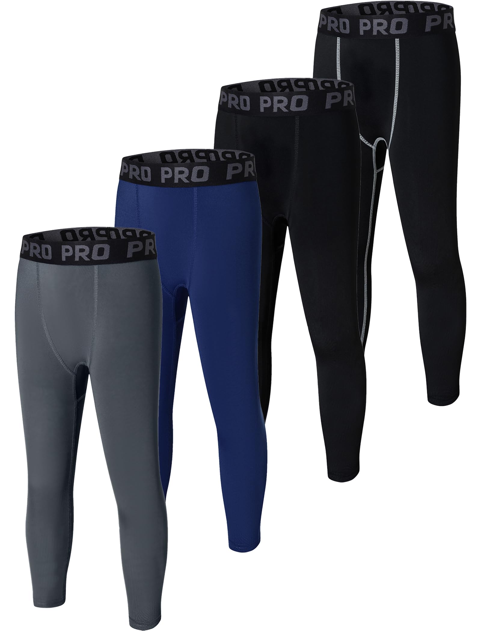 EXARUS Youth Boys Compression Leggings Pants Tights Football Sports Athletic Base Layer for Basketball Teen