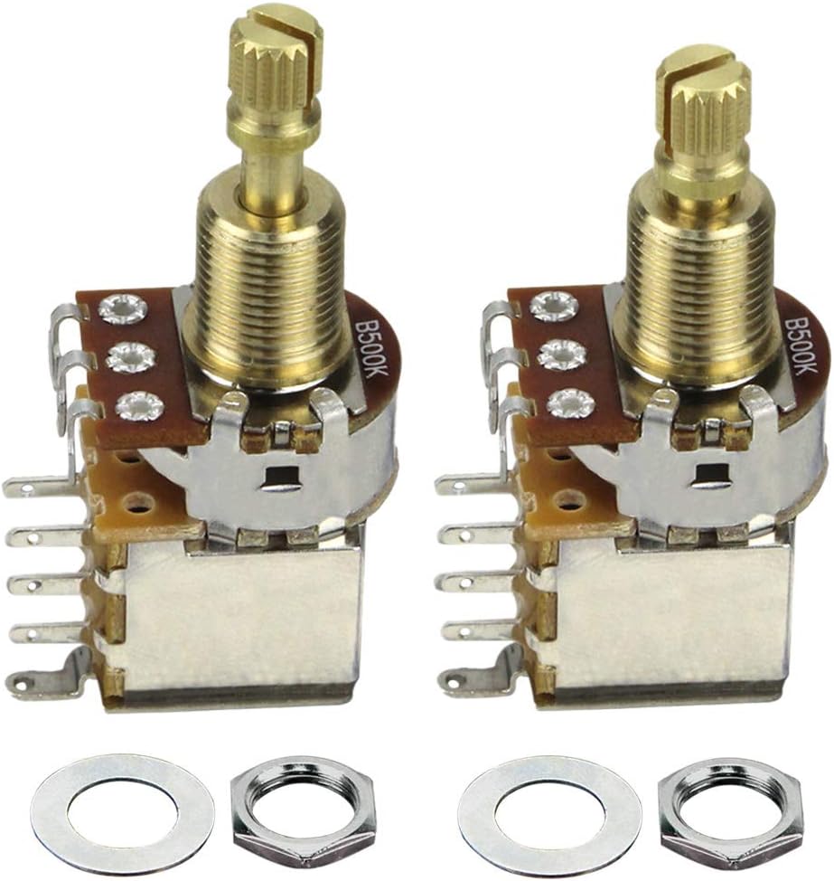 FLEOR 2PCS Guitar Push Push Switch Potentiometer B500K Pot Linear Taper