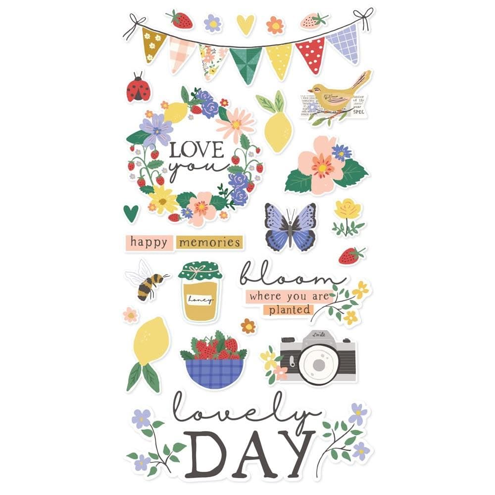Autocollants relief Chipboard Stickers The Little Things 6x12