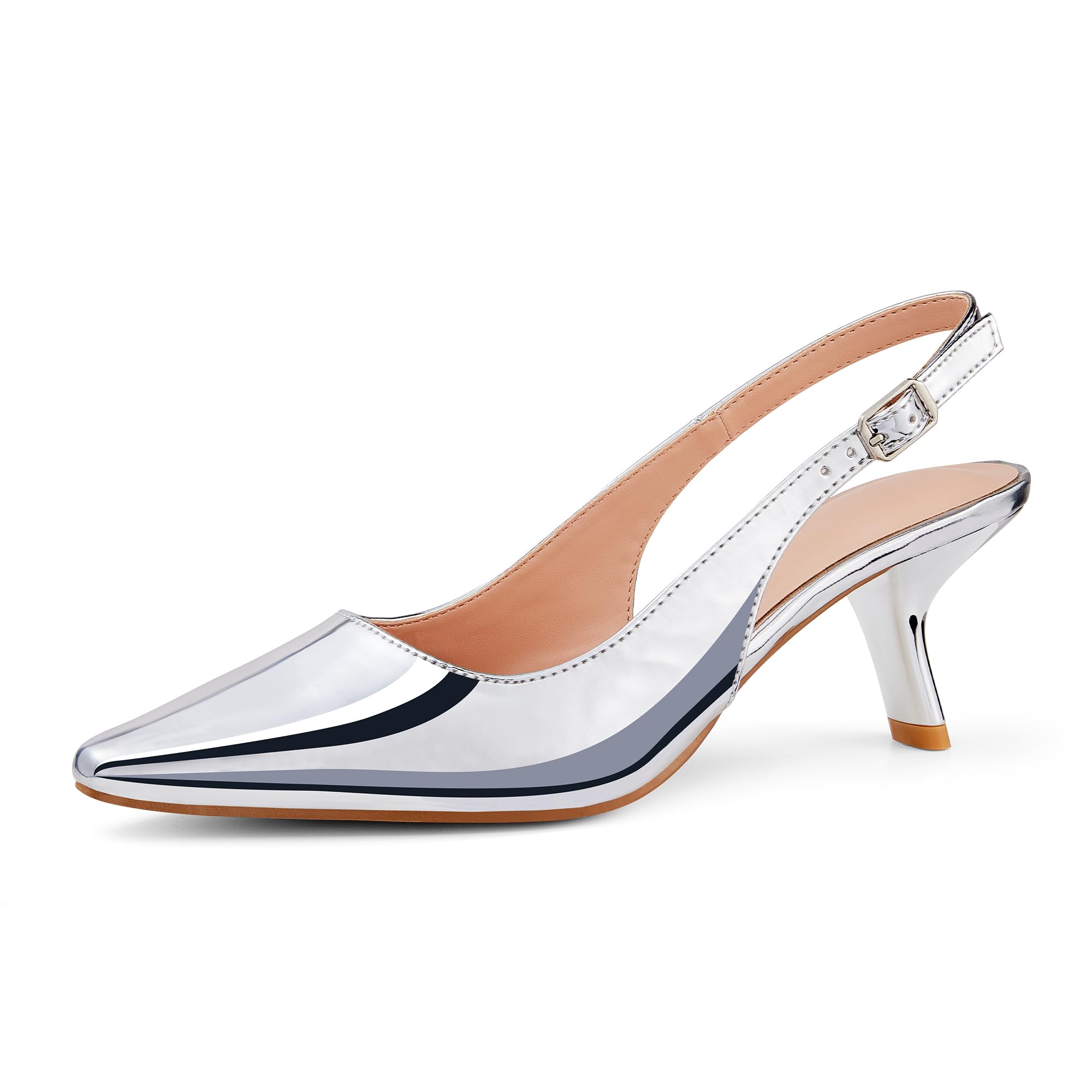 GENSHUO Slingback Kitten Heel for Women Pointed Toe Comfortable Formal Party Wedding Dress Pumps Shoes