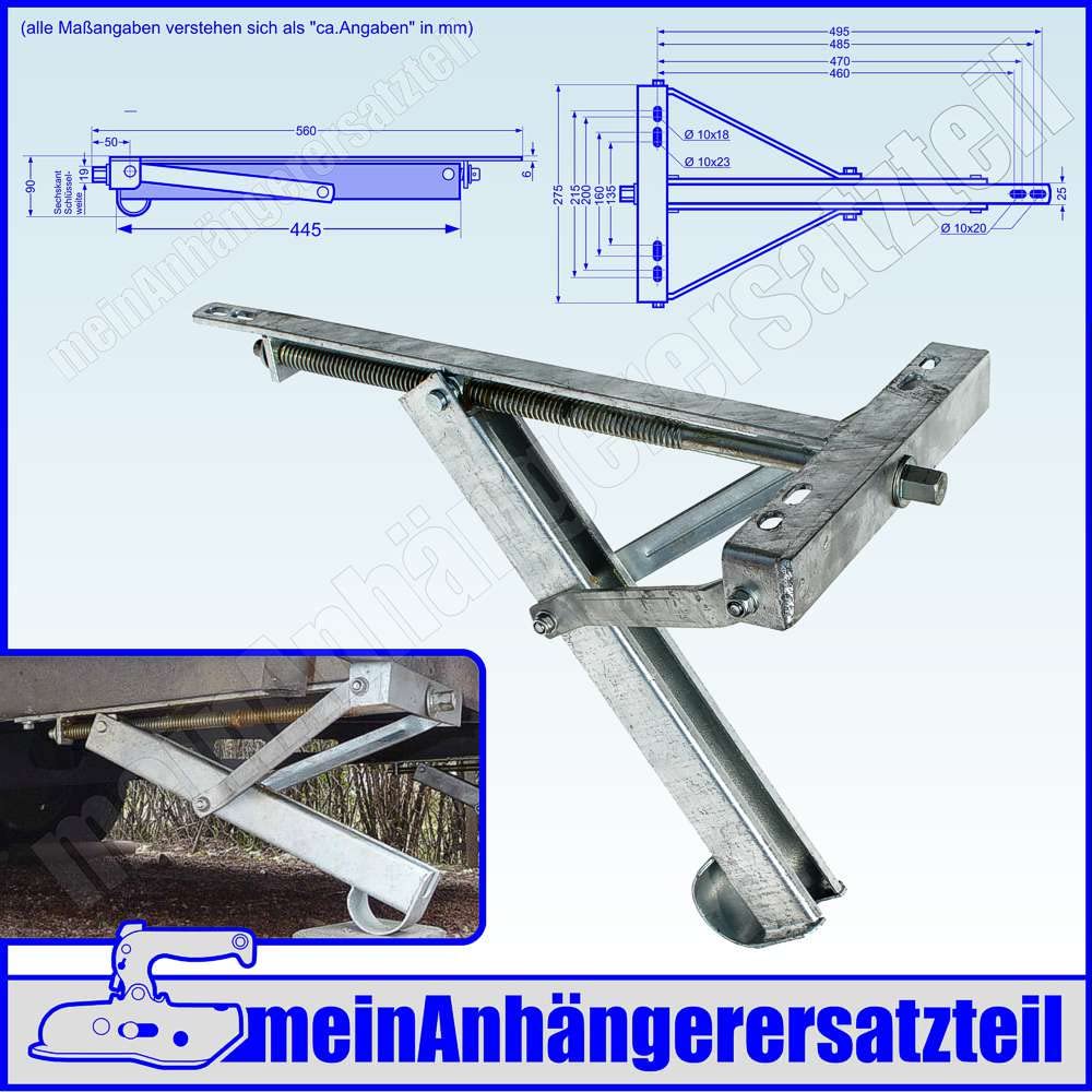 meinAnhängerersatzteil mAe Ausdrehstütze Wohnwagenstütze Kurbelstütze 450kg - 450mm