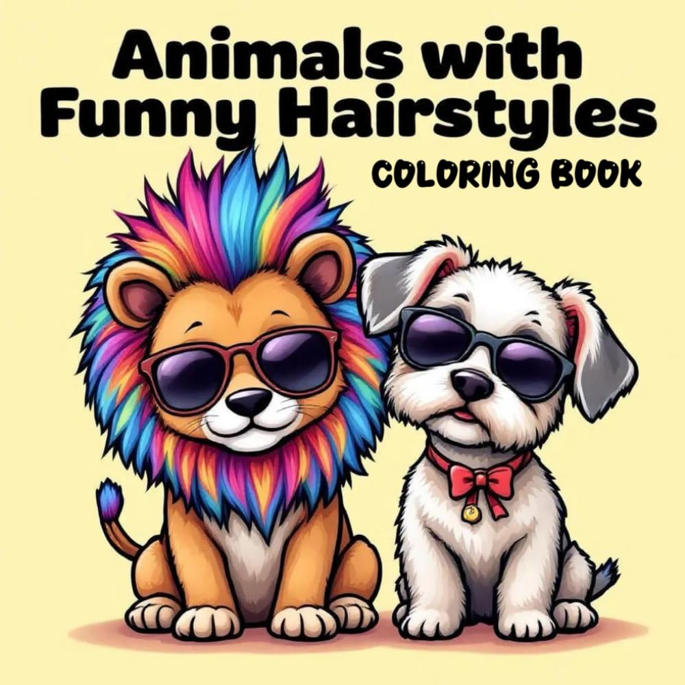 Animals with Funny Hairstyles Coloring Book: Cute and Silly Hair Day Fun for Kids Ages 4–10