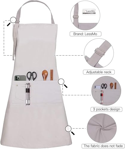 Miniatura 5 de Delantal babero, delantales de cocina de algodón de lona 100% algodón